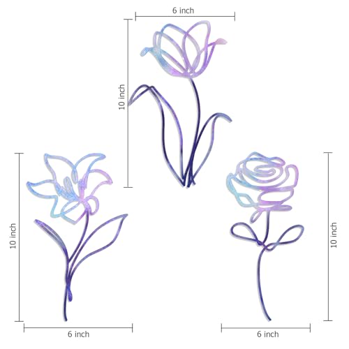 Oubasa 3 Pieces Metal Flowers Wall Arts Decor, Rustic Farmhouse Metal Wall Art Purple Minimalist Floral Decor for Bathroom Kitchen Bedroom Living Room, 6x10 Inches - Housewarming Gifts
