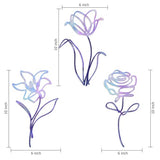 Oubasa 3 Pieces Metal Flowers Wall Arts Decor, Rustic Farmhouse Metal Wall Art Purple Minimalist Floral Decor for Bathroom Kitchen Bedroom Living Room, 6x10 Inches - Housewarming Gifts