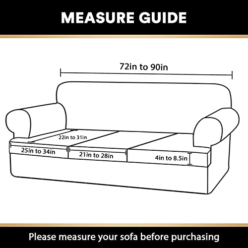 T Cushion Sofa Slipcovers Bundle 3/4 Pieces Sofa Covers, Furniture Protector, Plaid Pattern, Removable and Washable, Burgundy