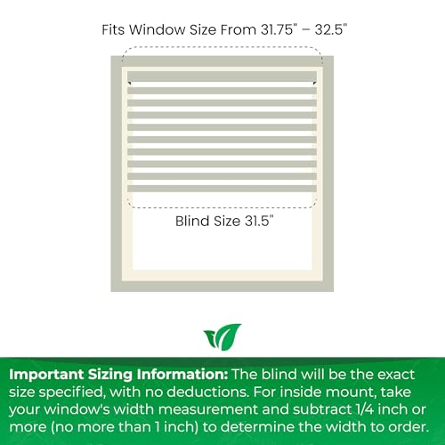 Calyx INTERIORS Room Darkening Vinyl Mini Blinds, Cordless, 1" Slat, 31.5" W x 60" H, White. Inside Mount in Windows 31.75 and Greater; Indoor Window Shades