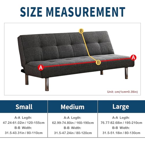 Full Size Futon Cover, Stretch Armless Folding Sofa Bed Couch Slipcover(Lakeblue,Large)