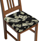 (Dollar Sign Money) Stretch Seat Covers Set of 4 for Dining Room Chairs Elastic Chair Cushion Slipcovers for Kitchen Office
