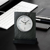 SEIKO QXG153NLH Faux Slate Non Ticking Desk Clock, Dark Gray, 6 x 4 Inches