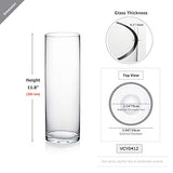 WGVI Quality Thick Weighted Clear Cylinder Glass Vases, 4" W x 12" H, Flower Arrangement Floating Candle Holders Wedding Centerpieces Terrarium Planter Floral Countertop Storage Container, 1 Piece
