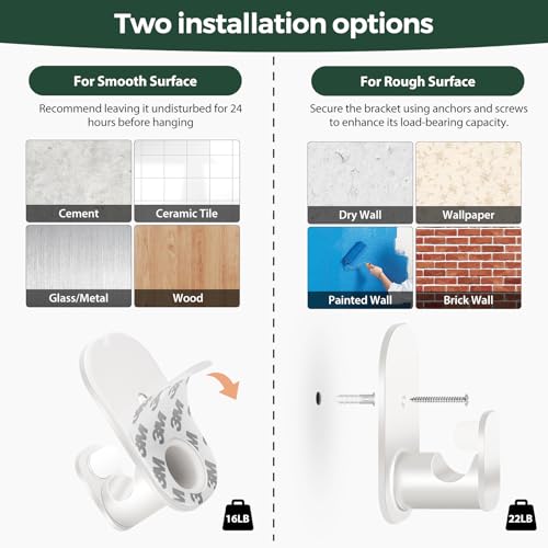 USFOOK Curtain Rods No Drilling 32 to 58 Inches, 5/8 Inch No Drill Curtain Rods for Windows with 3M Adhesive Brackets, Renter Friendly Drapery Pole with White Round Finials