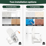 USFOOK Curtain Rods No Drilling 32 to 58 Inches, 5/8 Inch No Drill Curtain Rods for Windows with 3M Adhesive Brackets, Renter Friendly Drapery Pole with White Round Finials