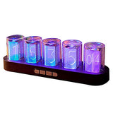 Imitation Nixie Tube Clock RGB Creative Clock with 16 Million Colors and Customizable Modes, 12/24H,Retro Gift, Office Decor, Cool Desktop Clocks