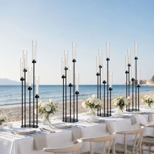 4Pcs 39.8'' Black Floor Candelabra Centerpiece for Wedding Table Decor
