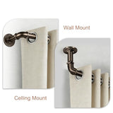 30-120 Inch Wrap Around Curtain Rod 1" Diameter for 30-114 Windows, Adjustable Curtains Rod, Bronze Industrial Curtain Rods for Windows Heavy Duty Window Treatment Rods for Blackout Curtains 1 Pack