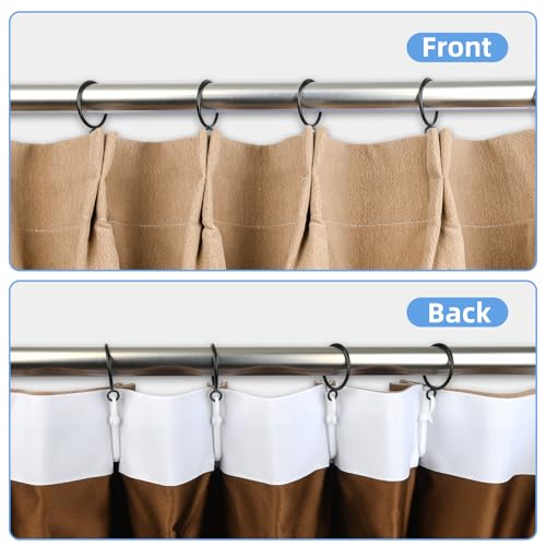 Curtain Rings with Eyelets, 48 Pack Metal Drapery Rings for Pinch Pleat Curtains Panels, Drape Rings Fits Up to 1.2 in Curtains Rod, 1.5 Inch I D Black