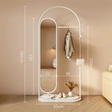 Full Body Mirror, Floor Standing Clothes Rack for Bedroom with Full Length Mirror, Integrated Door, Vertical Entrance Area, White Coat Stand, Bedroom Furniture (Colour: White)