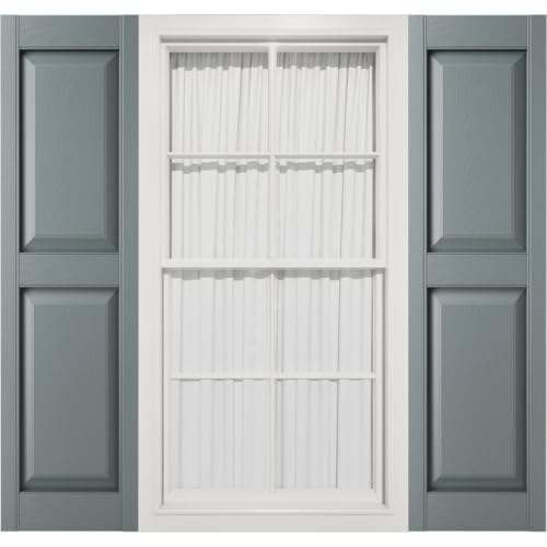 12"W x 43"H Mid-America Vinyl, Standard Size Williamsburg Double Panel Shutters, w/Installation Shutter-Lok's & Matching Screws (Per Pair), 419 - Storm Cloud