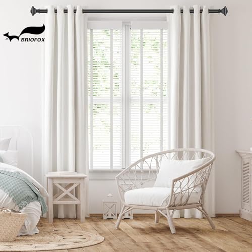 BRIOFOX BLACK Curtain Rods for Windows 48 to 84 Inch Adjustable Length 1 Inch Diameter Heavy Duty Window Curtain Rods for Indoor Ourdoors With Classic Square Finials