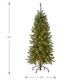 National Tree Company 4.5 ft Pre-Lit Kingswood Fir Slim Artificial Christmas Tree, 150 Clear Lights, 330 Tips, Includes Stand, Green
