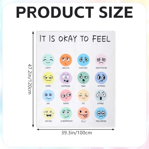 3.3x4ft Calming Corner Classroom Rug Educational Sensory Emotion Feelings Carpet Reading Corner Items Rug Soft Fluffy Mental Health Rugs Washable Non Slip Carpet Floor Mat for Playroom School Nursery
