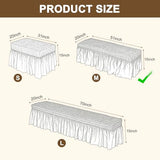 M METERXITY Stretch Dining Bench Cover with Skirt, 31-51" Polyester Soft Seersucker Bench Slipcover Covers Removable Washable for Banquet/Bedroom/Piano Red Wine, Medium