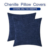 CaliTime Throw Pillow Covers Decorative 18 X 18 Inches Pack of 2 Cozy Chenille Cushion Cases for Couch Sofa Bed Living Room Home Navy Blue