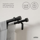 Umbra Cappa Double Curtain Rod, Includes 2 Matching Finials, Brackets & Hardware, 66 to 120-Inch, Black