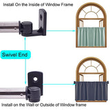 YYST Type A 16" to 39.5" Swivel End Window Curtain Sash Rod for Top & Bottom Doors & Sidelights Petite Café Sidelight Rods W Screws (Black-2)