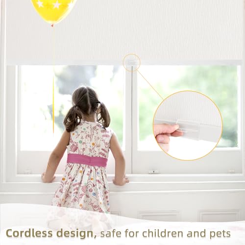 ChrisDowa Cordless Blackout Roller Shades for Windows, Striped Free-Stop Window Blinds with Privacy, Thermal Insulated Window Shades for Home, Office and Door. White, 20" W x 72" H
