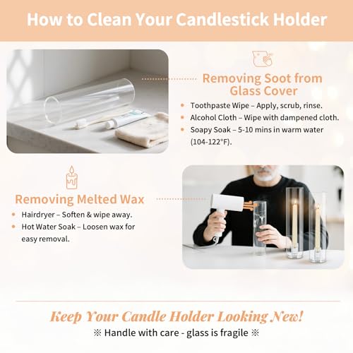 NUPTIO Hurricane Candle Holder for Candlesticks: 11.8" H Set of 10