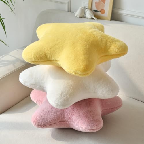 Star Pillow, Decorative Throw Pillows for Bed Couch, 15" Star Shaped Pillow Plush Floor Cushions Room Decor Pillow with Soft Faux Rabbit Fur for Sofa Bedroom Living Room