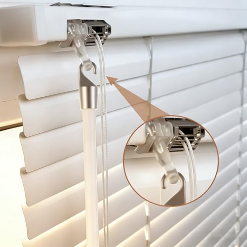 2Pcs Blinds Wand 12Inch Long White Vertical Window Blind Tilt Wand Fiberglass Blind Wand Replacement Parts with Hook and Handle for Windows Curtain Door