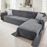 Sectional Couch Covers, 2 Pieces Washable L Shaped Couch Covers Sofa Blanket for Dogs Pet Friendly Sectional Sofa Slipcovers Furniture Covers,71"x 110"+ 71"x 118",(X-Large,Dark Gray)