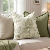Set of 2 Decorative Floral Pillow Covers 22x22 Inch Sage Green
