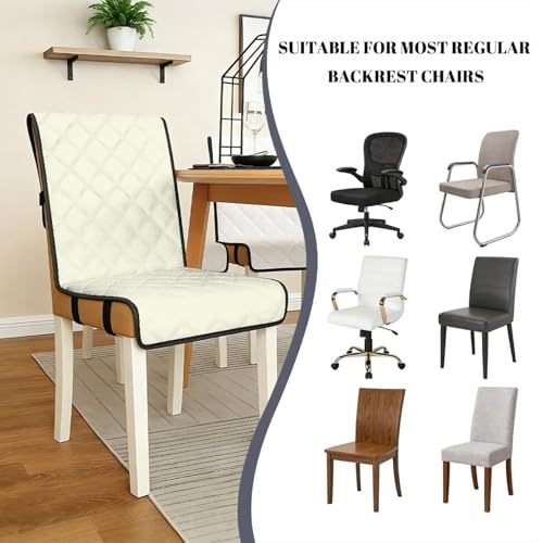 Beige Chair Cover Dining Room Seat Covers Waterproof Chair Cushion with Straps 18.5x58.2 Inch Versatile Washable Soft Protectors for Armless Dining Chairs Set of 1