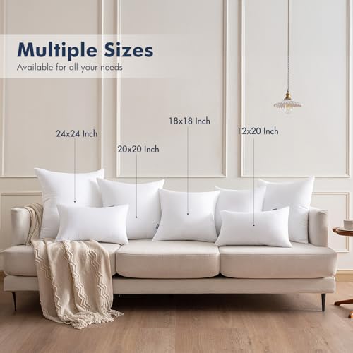 MIULEE 28x28 Euro Pillow Insert 1 Pack, Throw Pillows for Couch Bed