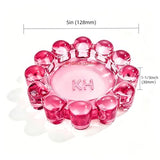 Chic Red Bubble Glass Candle Dish – Modern Clear Glass Candle Holder for Tealights & Diffusers, Decorative Tray for Home & Tabletop Decor（1 Pack）