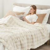 Cozy Bliss Fluffy Faux Fur Throw Blanket for Couch,Warm Cozy Soft Cream White Throw Blankets for Sofa Bed Living Room,60x80 Inches
