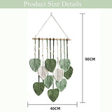 MSFENG Wall Hanging Decor Leaves Tapestry Boho Wall Decor Woven Feather Handmade Yarn Tassels Woven Wall Art Decorations for Nursery, Bedroom, Living Room, Apartment Home Backdrop (LightGreen)