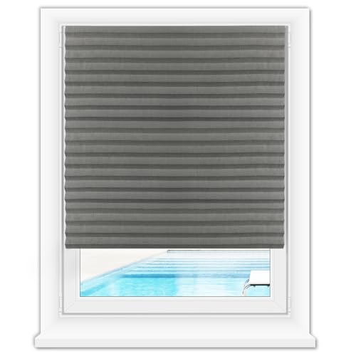 Zipcase 6 Pack Window Blackout Shades, 65% Shading Cordless Light Filtering Pleated Paper Shades, 36 in x 72 in(Fits Windows 19”- 36”), Grey