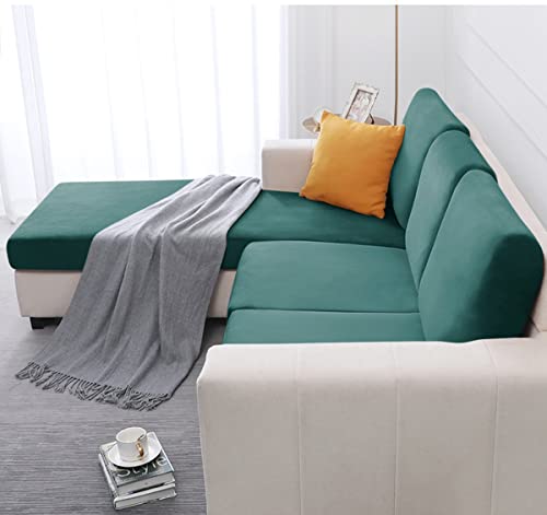 Velvet Cushion Covers, Strech Couch Cushion Cover, Individual Cushion Covers for Chair Loveseat Sofa Furniture Protector -Pink-L-2 Seater