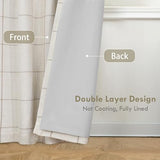 DriftAway 100% Blackout Windowpane Plaid Linen Curtains Double Layer Farmhouse Drapes 84 Inches Long for Living Room Bedroom Yarn Dyed Woven Thermal Insulated Rod Pocket Back Tab 2 Panels Taupe