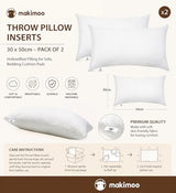 Throw Pillow Inserts 30 x 50cm (12" x 20"), Cushion Inserts, Hollowfibre Filling for Sofa, Bedding Cushion Pads (Pack of 2)