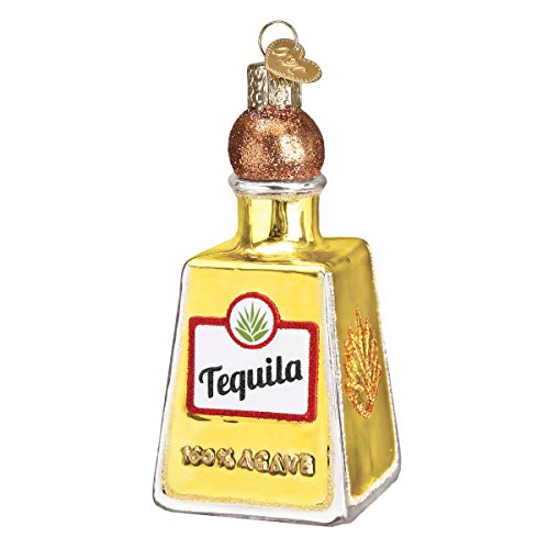 Old World Christmas Tequila Bottle Glass Blown Ornament for Christmas Tree, Handcrafted Holiday Decoration, Adult Beverages Collection