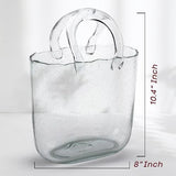 OLEEK Purse vases for Flowers (Handmade) Glass Bag vase -10 Inches- Blue for centerpieces & Fish Bowl - Handbag Unique Flower vase Decorative - Glass Handbag vases for Cute Room Decor