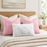 decorUhome Faux Fur Plush Light Pink Throw Pillow Covers 20x20 Set of 2