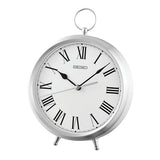 SEIKO QXG155SLH Aluminum Silver Case Table Clock, Silver 9 x 7 Inches