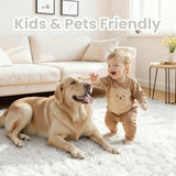 5x7 Fluffy Shag Area Rugs for Living Room Bedroom: Soft Plush Carpet White