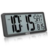 XREXS Large Digital Wall Clock, Battery Operated Alarm Clocks for Bedroom Home Decor, Count Up & Down Timer, 14.17 Inch Large LCD Screen with Time/Calendar/Temperature Display (Batteries Included)