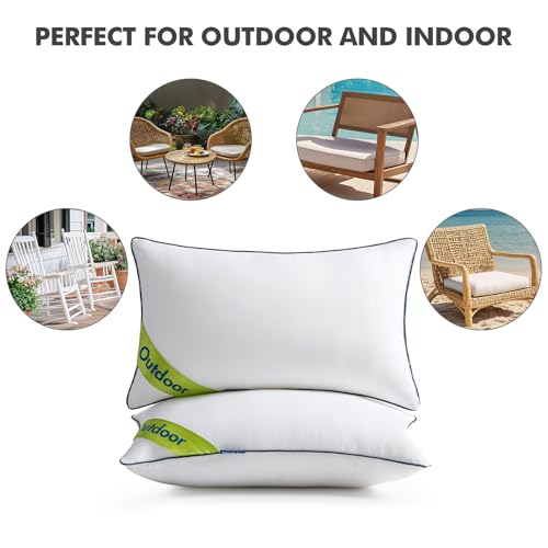 MIULEE 12x20 Outdoor Pillows, Pack of 2 Water Resistant Waterproof Pillow Inserts Decorative Stuffer for Sofa Couch Patio and Garden