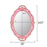 YCHMIR Vintage Small Mirror 14.5 x 10 inch Oval Pink Wall Mirror