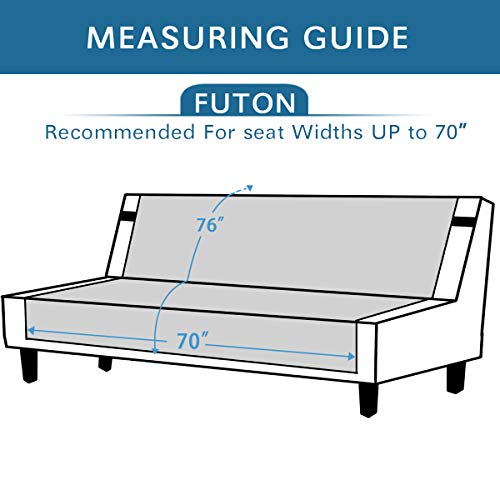 H.VERSAILTEX Reversible Futon Cover Water Repellent Armless Sofa Slipcover Washable Furniture Protector with Adjustable Elastic Strap Anti-Slip Futon Bed Cover for Dogs 70" Width Seat(Black/Grey)