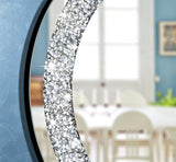 Crystal Crush Diamond Sparkly Round Silver Mirror for Wall Decoration 20x20x1 inch Wall Hang Frameless Bling Stylish Gorgeous Glam Mirror Vanity Home Decor.