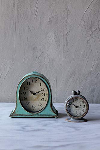 Creative Co-Op Grey Pewter Mantel Clock with Birds