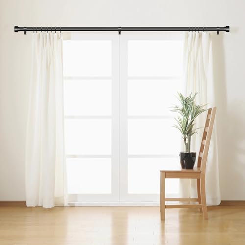 Time Forest Black Curtain Rods for Windows 32 to 120 Inch (2.6-10 Feet), 1 Inch Diameter Adjustable Heavy Duty Curtain Rod, Modern Style Indoor Outdoor Long Window Drapery Rods with End Caps